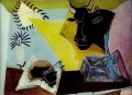 Nature morte a la Tete taureau noir 1938 cubiste Pablo Picasso